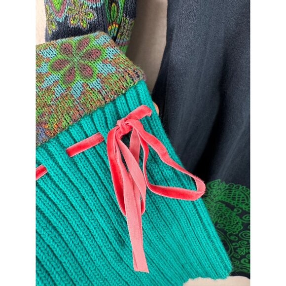 Desigual sequin glitter embroidered ribbon long sleeve shirt navy Y2K - Picture 6 of 8